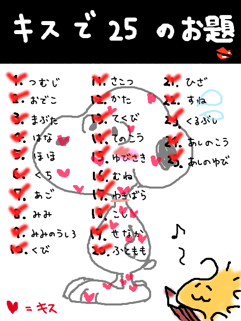 ぬーぴー スヌーピーにキス 手書きブログ