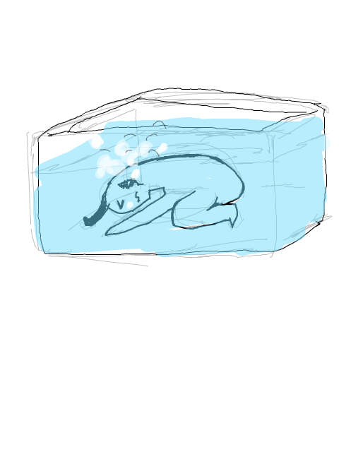 湯の中で頭が高いと溺れるの図