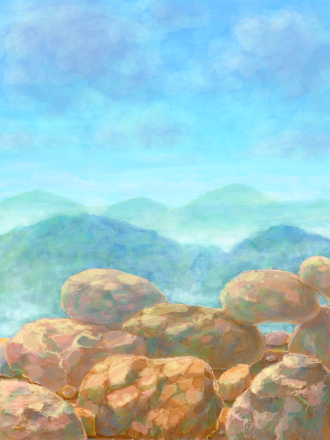 すごく岩が描きたい気分でした